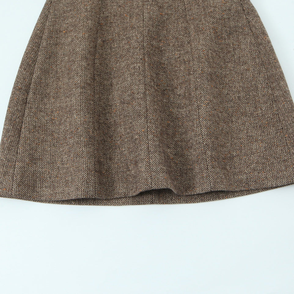 New Winter Sleeveless Deep V-Neck Wool Mini Dress